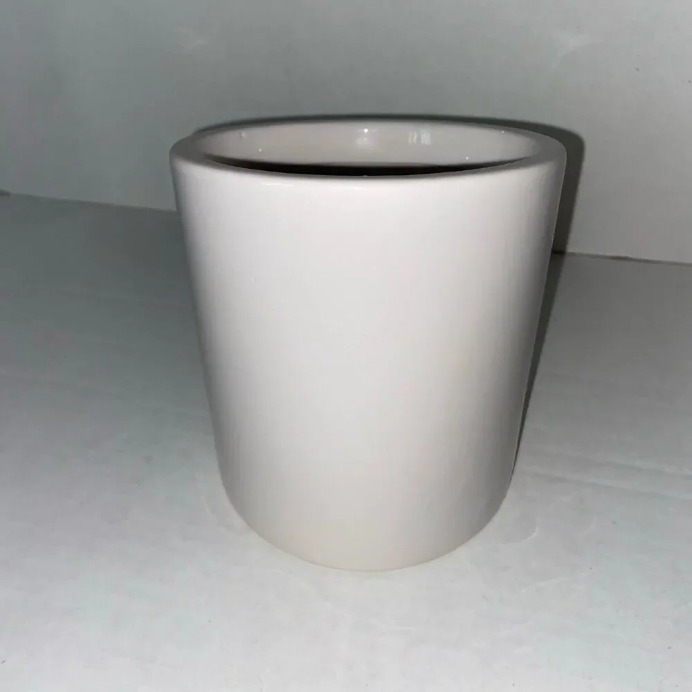 2012 STARBUCKS White Black Canister Ceramic Coffee Tea Sugar Utensil Holder 12oz